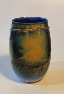 Vase - Spitzen - blau - 17 x 9 cm