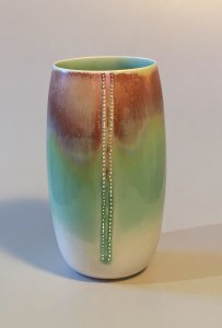 Vase - Spitzen - grün - 18 x 8,5 cm