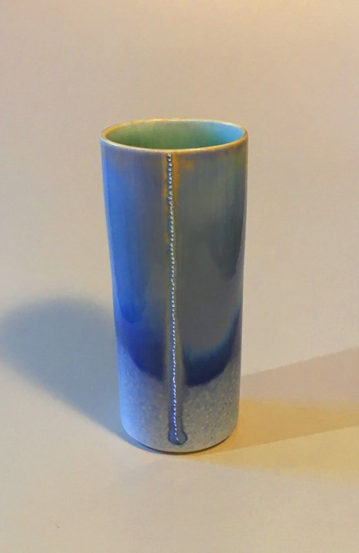 Vase - Spitzen - hellblau - 17 x 7,5 cm