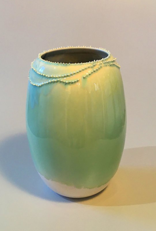 Vase - Spitzen - hellgrün - 16 x 7,5 cm