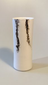 Vase - weiß - Stahlwolle - 18,5 x 7,5 cm